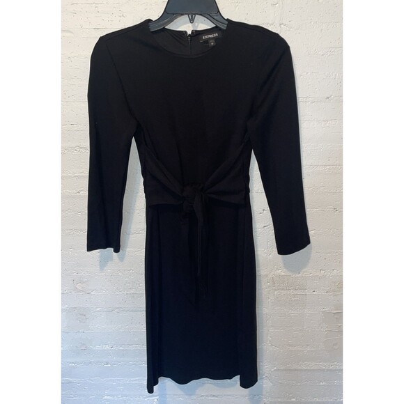 Express Dresses & Skirts - Express Women’s Long Sleeve Black Knit Wrap, Minimalist Dress XS